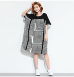 Oversized Abstract Printed Dress [Pre-Order] Color:  Black - One Size