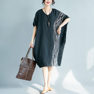 Plus-Size Line Printed Dress