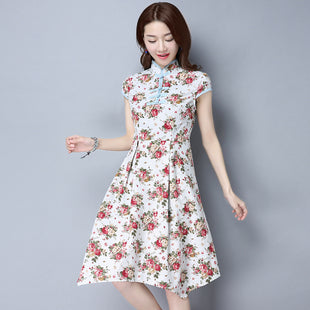 CNY Retro Style Floral Printed Dress