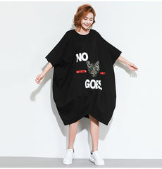 Oversize Printed Dress [Pre-Order] Color: Black - One Size