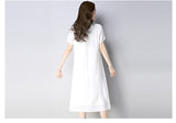 CNY Ethnic Style Embroidery Cheongsam Dress [Pre-Order] Color: Blue/White - Size: M-XL