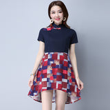 CNY Retro Style Color Matching Slim Dress