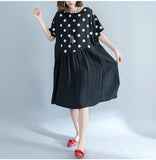 Oversize Dotted A-Line Flare Hem Dress [Pre-Order] Color:  Black - One Size
