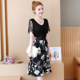Plus-Size Front Tie Floral Chiffon Dress