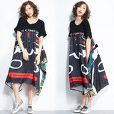 Oversize Irregular Abstract Printed Dress [Pre-Order] Color: Black/Blue - One Size 568259595012#3795136375016