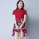CNY Retro Style Color Matching Slim Dress