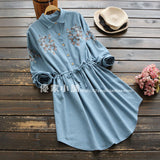 Floral Embroidery Shirt Dress 553280706484#3773928728457