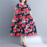 Plus-Size Loose Waist Floral Print Dress