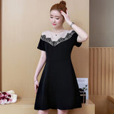Plus-Size Embellished Neckline Shift Dress