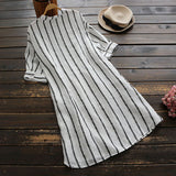 Buttoned Stripes Midi Dress