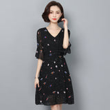 Plus-Size Ruffled Floral Chiffon Dress