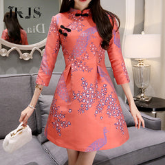 CNY Ethnic Floral Printed Cheongsam Dress [Pre-Order] Color: Pink - Size: S-2XL 575890475400#3950017671483 575890475400#3950017671482 575890475400#3950017671485 575890475400#3950017671484 575890475400#3950017671486