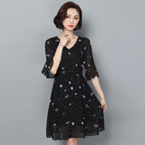 Plus-Size Ruffled Floral Chiffon Dress