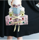 Oversize Graphic Printed Flare Top Dress [Pre-Order] Color:  Black - One Size