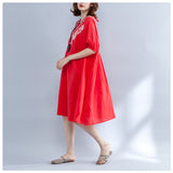 Plus-Size Floral Embroidery Dress