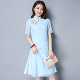 CNY Retro Style Embroidery Cheongsam Dress