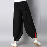 CNY Retro Embroidery Elastic Waist Pants