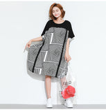 Oversized Abstract Printed Dress [Pre-Order] Color:  Black - One Size