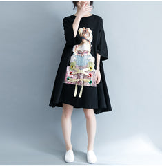 Oversize Graphic Printed Flare Top Dress [Pre-Order] Color:  Black - One Size