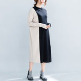 Plus-Size Contrast Knit Dress