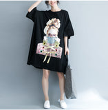 Oversize Graphic Printed Flare Top Dress [Pre-Order] Color:  Black - One Size