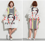 Oversize Graphic Printed Top Dress [Pre-Order] Color:  White - One Size
