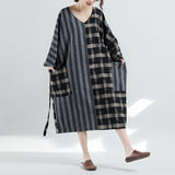 Plus-Size Plaid Mosaic Dress 565496594106#3611870281867