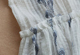 Embroidery Flare Ruffle Hem Dress