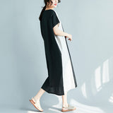 Plus-Size Loose Waist Color Dress