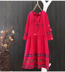 CNY Large Size Floral Embroidery Dress