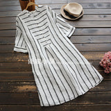 Buttoned Stripes Midi Dress 570245380905#3678267357223