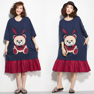 Oversize Graphic Printed Flare Hem Dress [Pre-Order] Color:  Dark Blue - One Size
