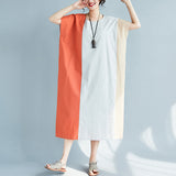 Plus-Size Loose Waist Color Dress