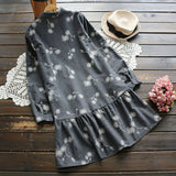 Floral Printed Ruffled Hem Shirt Dress