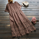 Lace Stitching Midi Dress