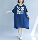 Oversize Printed Top Dress [Pre-Order] Color: Black/Blue - One Size