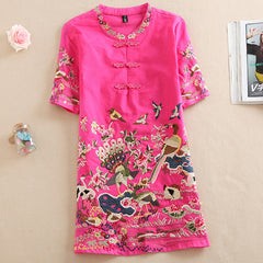 CNY Large Size Ethnic Style Embroidery Tops