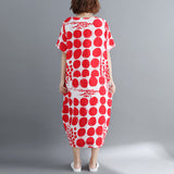 Plus-Size Dotted Printed Loose Waist Dress