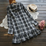 Tie Knot Ruffled Hem Plaid Dress
