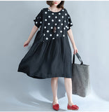 Oversize Dotted A-Line Flare Hem Dress [Pre-Order] Color:  Black - One Size