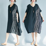 Plus-Size Line Printed Dress