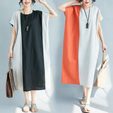 Plus-Size Loose Waist Color Dress