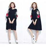 Oversize Embroidery Top Dress [Pre-Order] Color:  Black - One Size