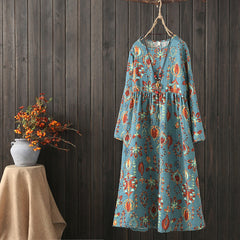 Oversized Floral Printed Dress [Pre-Order] Color: Blue/Brown/Black - One Size 576281485136#3961166487355