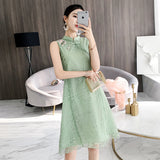 CNY Ethnic Style Chiffon Cheongsam Dress