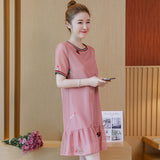 Plus-Size Contrast Frill Dress