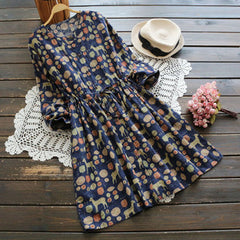 Buttoned Down Printed Dress