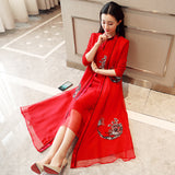CNY Linen Embroidery Dress Coat