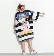 Oversize Graphic Printed Top Dress [Pre-Order] Color: Black - One Size