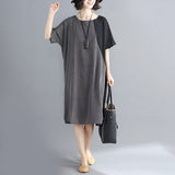 Plus-Size Stitching Pinstripes Dress